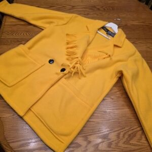 Barrie Stephens polar Fleece Yellow Women's Fringe Vintage Jacket Malden Size  s